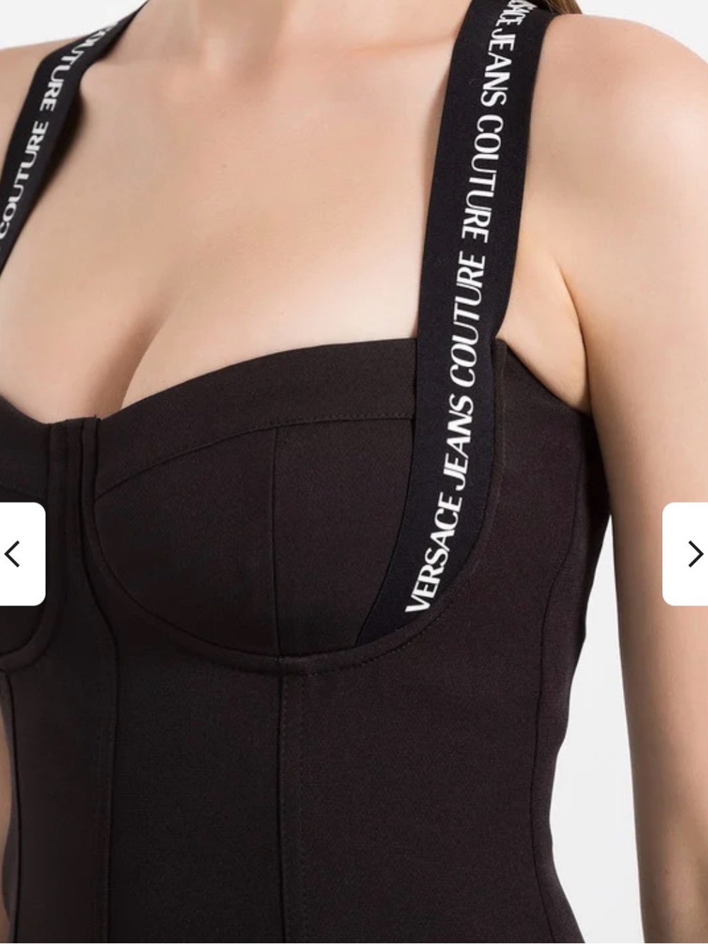 Black Halter Bodycon Mini Dress with Branded Strap Detail